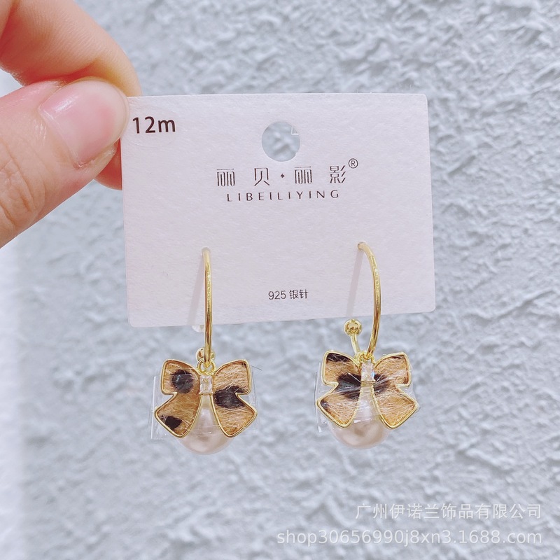 丽银/丽贝丽影复古豹纹耳环秋冬新款时尚几何虎眼石耳坠耳饰女|undefined