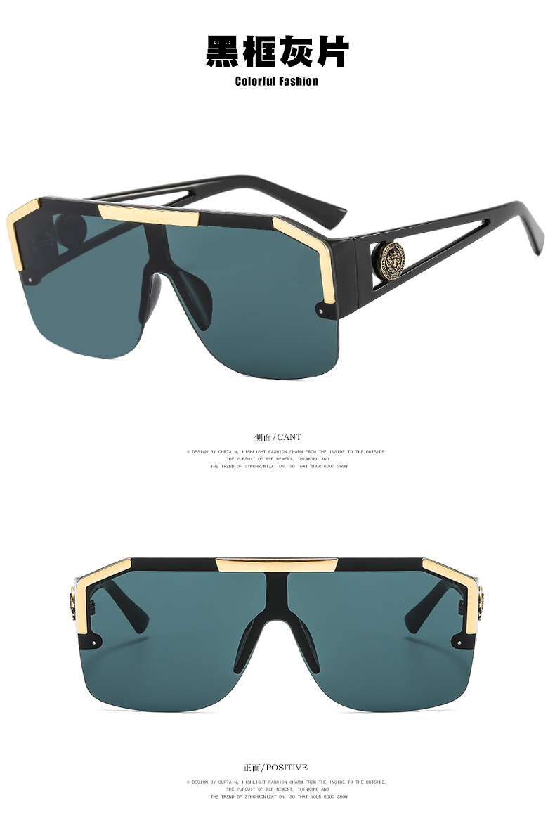 2022 neue einteilige sonnenbrille mit lwenkopftrend groe rahmen sonnenbrille damenpicture1