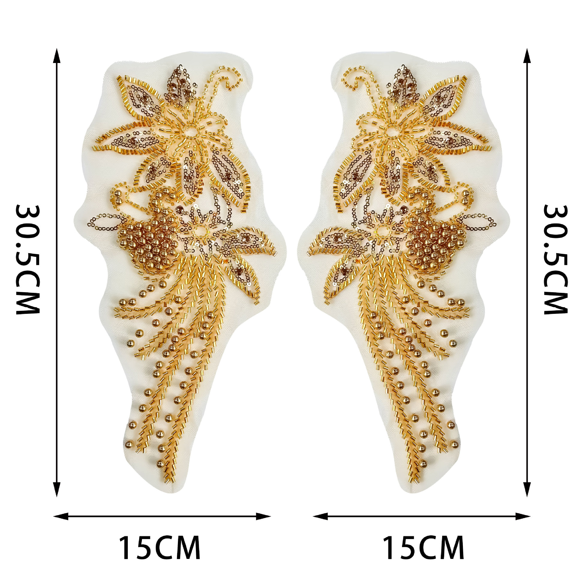 Dorado pesado bordado tubo de perla sequinilla tela decal estilo chino vestido de boda vestido de espectáculo vestido decal estilo nacional image 6