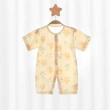 婴儿连体衣服夏季薄款纯棉空调服睡衣新生男宝宝夏装短袖哈衣