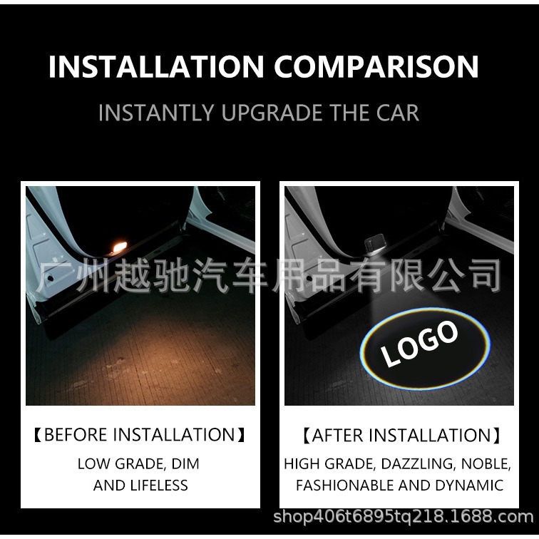 Luz de bienvenida de la puerta del automóvil, proyector de pastel de cumpleaños, luz láser de apertura de la puerta, ambiente led en el automóvil, luz decorativa de modificación del automóvil