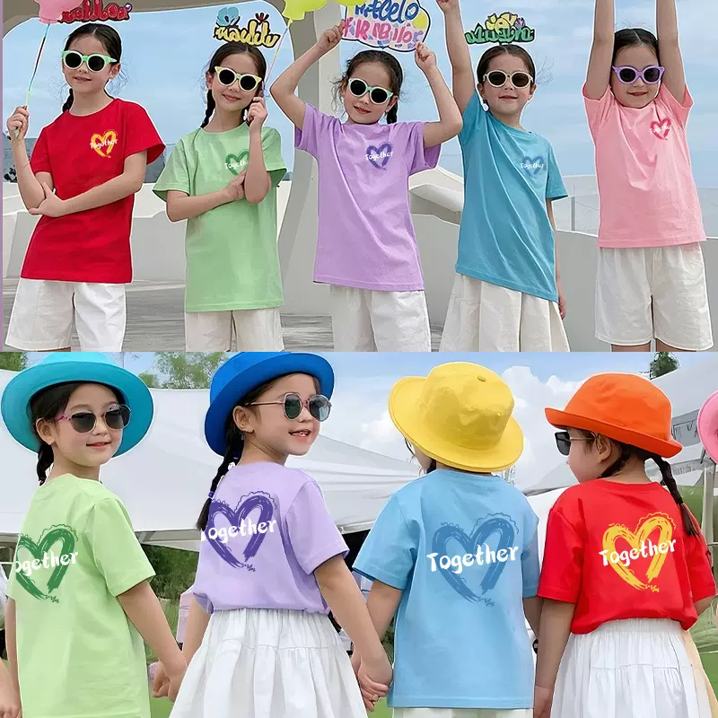 学校运动会表演服幼儿园班服啦啦队t恤糖果色纯棉短袖学生团体服