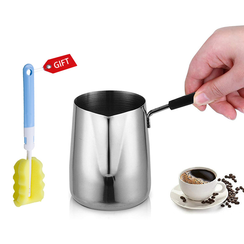 Pointed Mouth Milk Foam Cup Latte Art Cylinder Scale Mini Butter Coffee Cup Wax Cup Stainless Steel Milk Pot Moka Pot