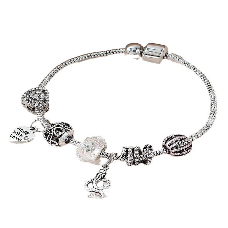 Panjia pulsera Dora DIY cuentas transfronterizas explosión amor letras colgante cobra corazon pulsera de diamante image 6