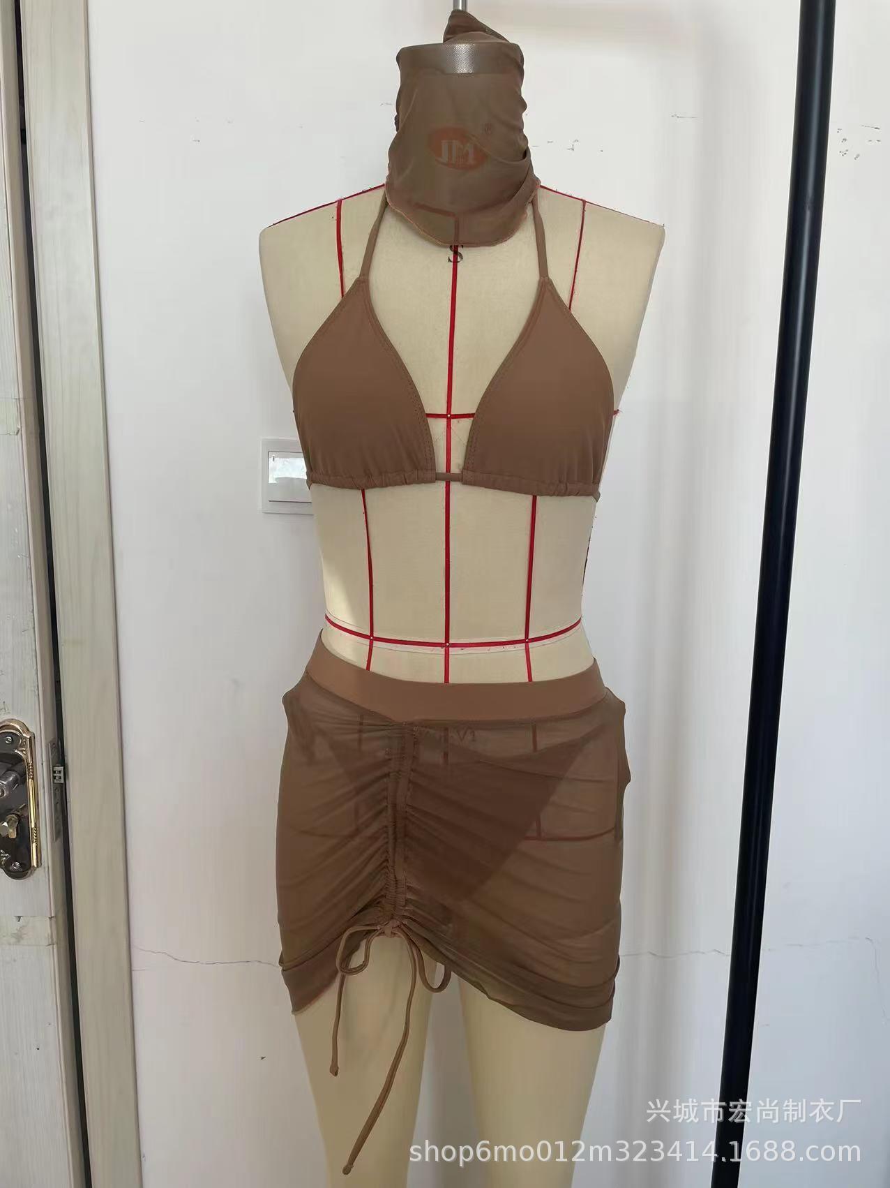 175g Weight Sleeveless Sleeve Length Nylon Fabric Type Shorts Co-ord Set Sets Type 4 Pieces Set Quantity Swimming Occasion 3 Pieces Set Neckline Regular Fit Fit Type Solid Color Pattern Women's Gender Sexy Style Women's Sexy Solid Color 4 Pieces Set Bikinis Swimwear 1