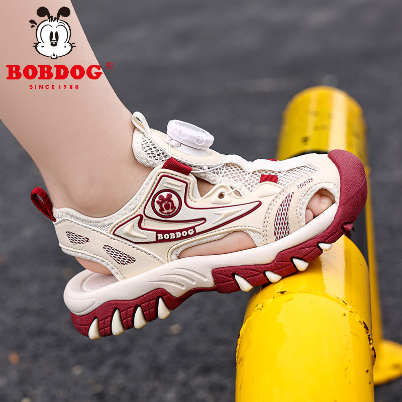 Babudou zapatos de playa para niñas verano nuevo estilo niño mediano y grande botón sandalias Baotou sandalias deportivas para niños