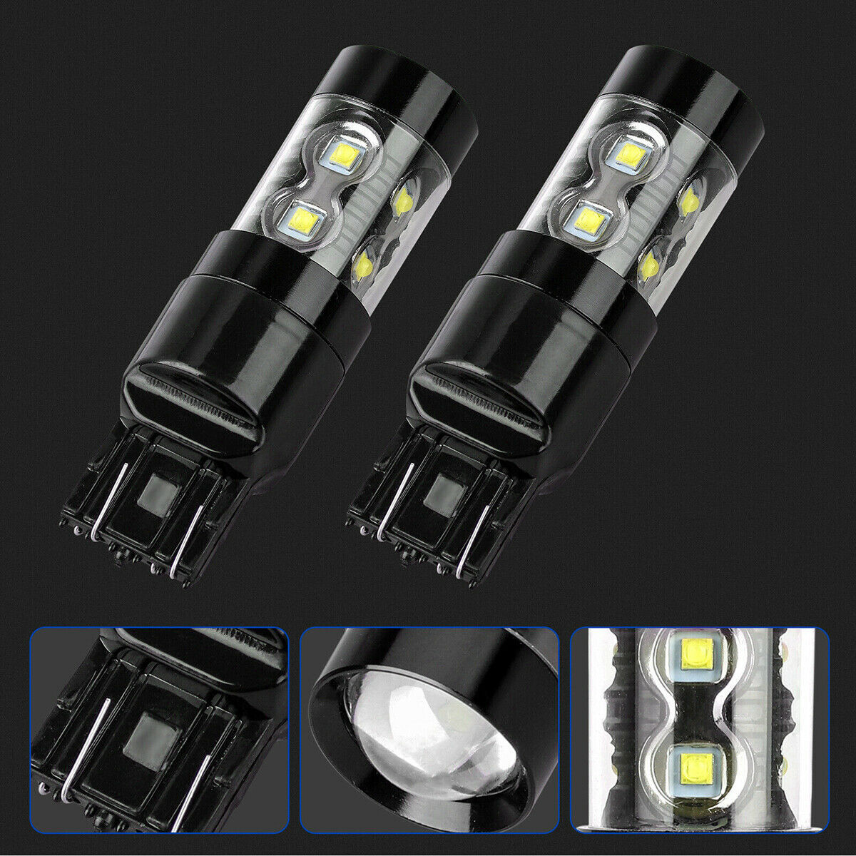 Lámpara de freno LED de automóvil 3157 7443 50W 10Lámpara de freno LED luz de marcha atrás luz de doble filamento luz blanca