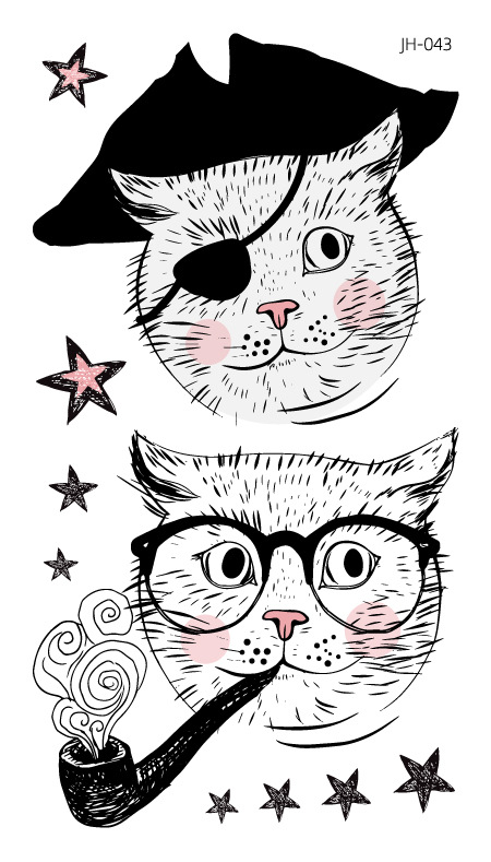 Protección del medio ambiente a prueba de agua sudor desechable lindo gato divertido tatuaje pegatinas cicatriz personalizada cubriendo fresco hombres y mujeres tatuaje