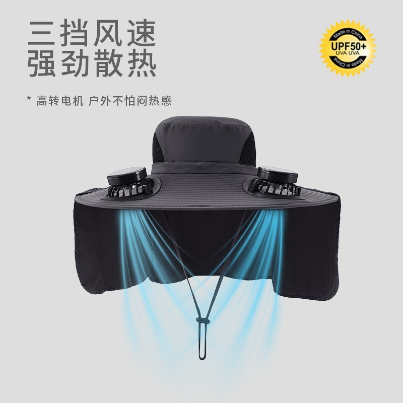 カーテンハット特大つばソーラーファンハット夏の屋外釣りサンハットショールネックプロテクター漁師帽子男性用|undefined