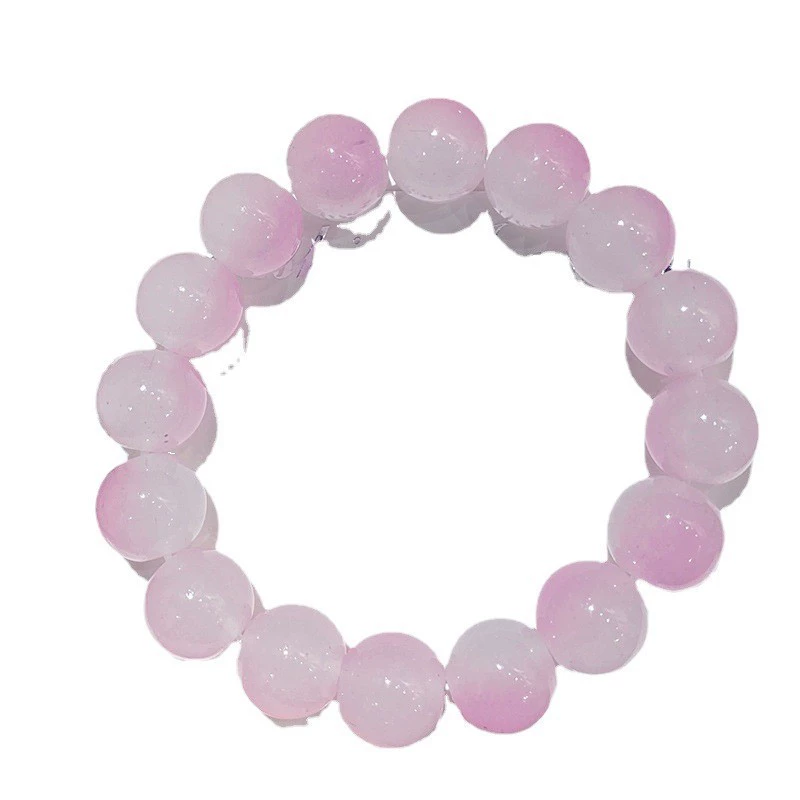 Elastic glass bead bracelet white jade, gradient