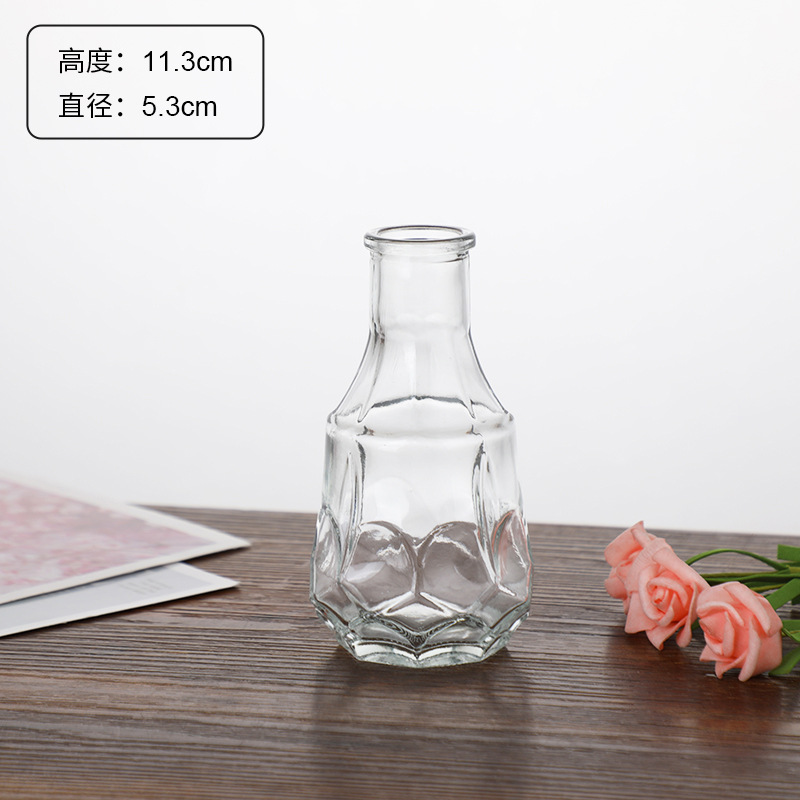 Florero con Relieve de Mesa de Vidrio Transparente para Decoración del Hogar
