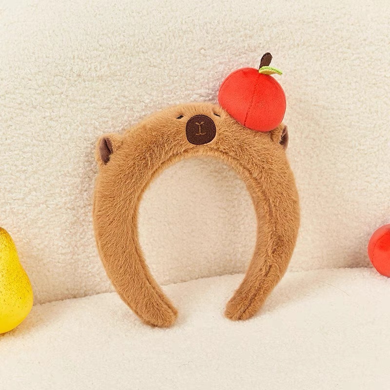 女性用クロスボーダーぬいぐるみカピバラヘッドバンド、洗顔カピバラ、ハイクルーヘッドバンド、ヘッドアクセサリー、秋冬メイラードヘアアクセサリー|undefined