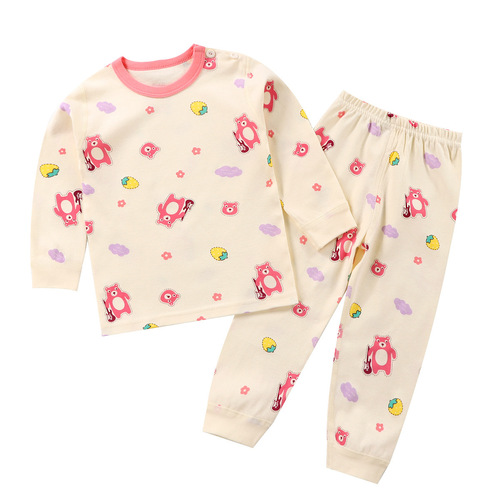 Children's Autumn Set of Shirt and Panties 100% Cotton Boneless Boys' Warm Innerwear All Cotton Girls' Homecoming Clothes Baby Pajamas