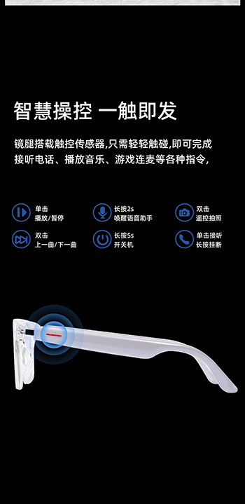 Sınır ötesi akıllı gözlükler Bluetooth gözlükler güneş gözlükleri polarize anti-UV anti-mavi ışık müzik dinleme ve arama şeffaf yedek lensler