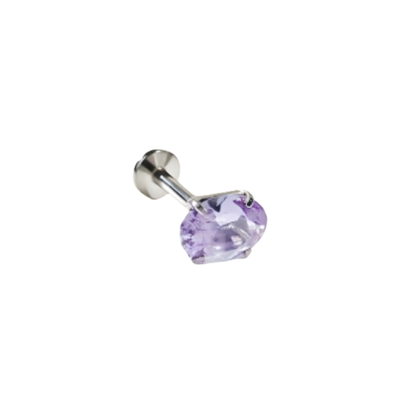 G23 Titanium Alloy Lip Nail Earrings Oval Four-Claw Inlaid Zircon Body Piercing Jewelry detail image 9