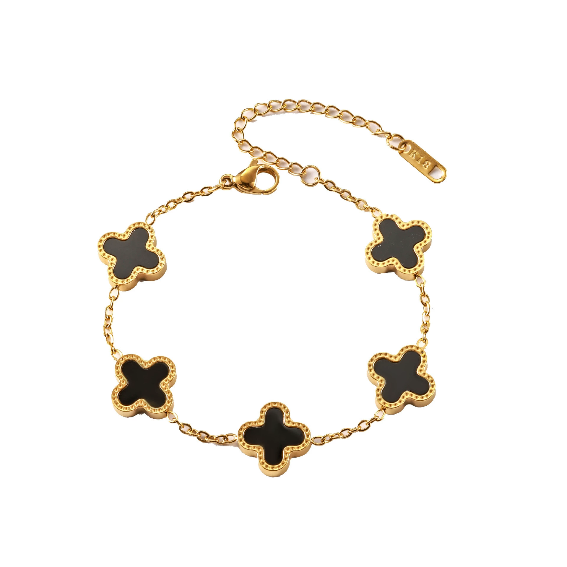 (cross-border trading), trend bracelet stainless steel, amazon, four-leaf clover, 750 sample gold