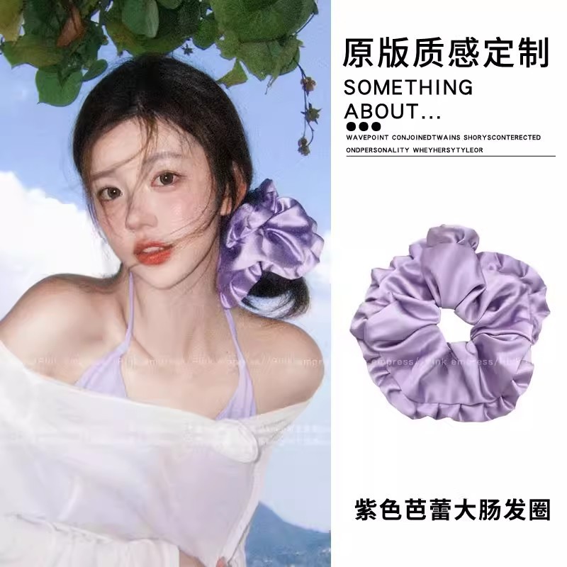 2026 nuevo estilo coreano super grande anillo de pelo intestino grande niñas de alto nivel de sensación de cabello de flores cuerdas de cabello de cordón de goma adornos para el cabello