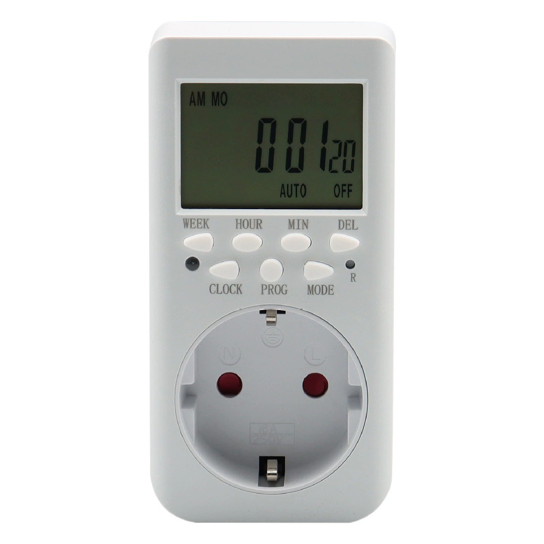 Немецкая розетка с таймером, немецкий таймер с большим экраном, электронное интеллектуальное управление задержкой