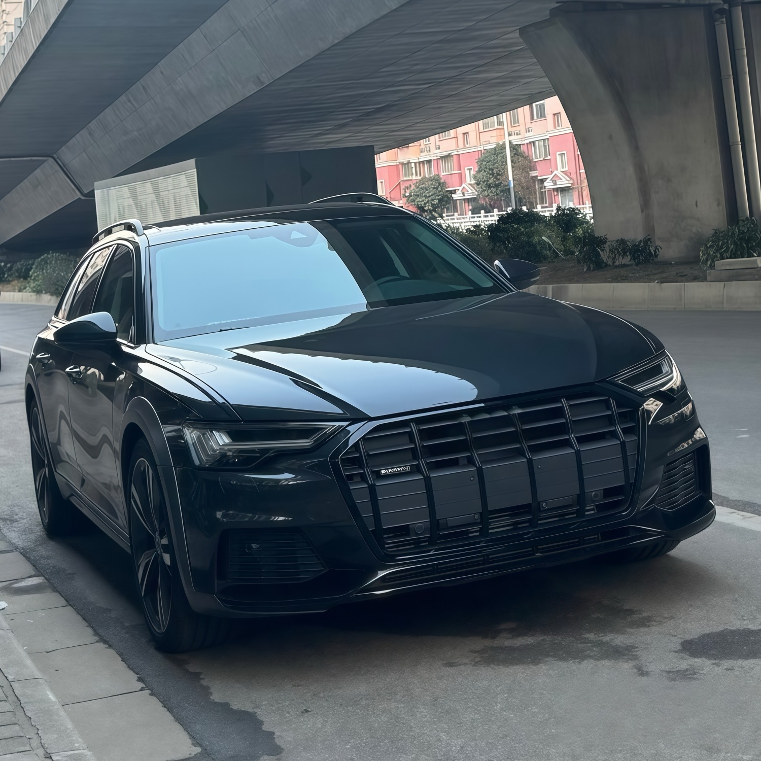 Suitable for Audi A6 Allroad models from 2019 to 2025, this includes a modified rear lip, exhaust tips, and a black "Black Warrior" lower lip