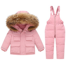 厂家直销儿童羽绒服套装1-6岁男童女童欧美冬季滑雪服两件套冬季