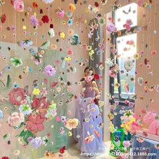 Xiaohongshu's Same Style Suspended Flower DIY Flower Curtain Material Package Flower Pendant Hanging New Year Window Decoration
