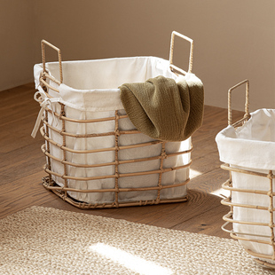 Japanese-Style Rattan Woven Storage Basket Dirty Clothes Basket B&B Household Clothes Storage Basket for Clothes, Toys, Snacks, Refreshing