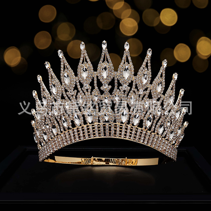 Europeo y Americano concurso de belleza popular etapa corona transfronteriza e-commerce tocado tamaño ajustable corona redonda de gran tamaño múltiples colores