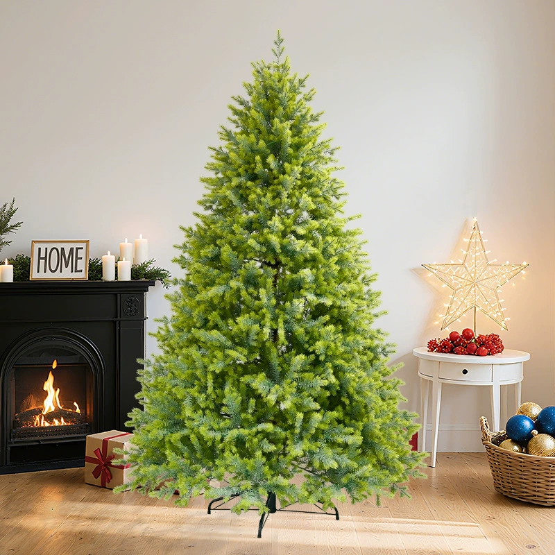 Новинка 2025 года: высококачественная искусственная елка из ПЭ, двухцветная нежно-зеленая, популярная на международном рынке, экологически чистый материал с подсветкой для создания праздничного декора.