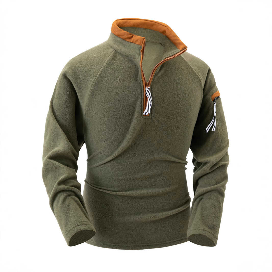 Men's new stand up collar half long sleeved tactical arm zipper sweatshirt pullover for training sweater_voghion.com