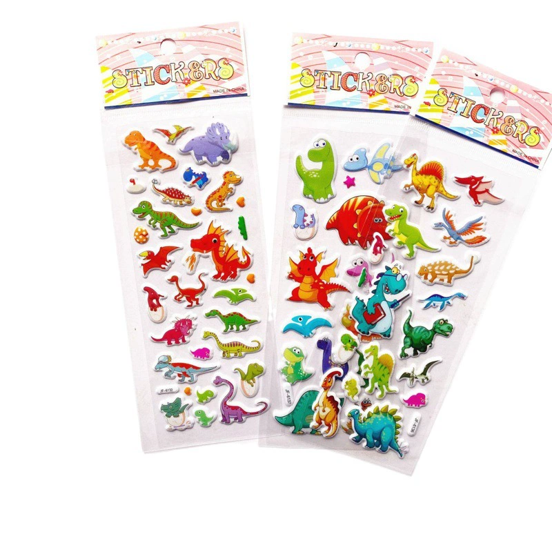 Стерео наклейки с динозаврами, мультфильм, детское раннее образование, повторяющиеся наклейки с пузырьками Юрского периода, наклейки с изображением животных