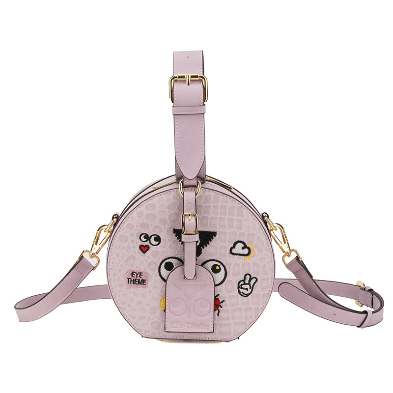 Damas de estilo damas bolsas redondas bordadas de moda de alta sensación de cremallera clásica otoño-invierno bolsas escolares estudiantes 2875 #