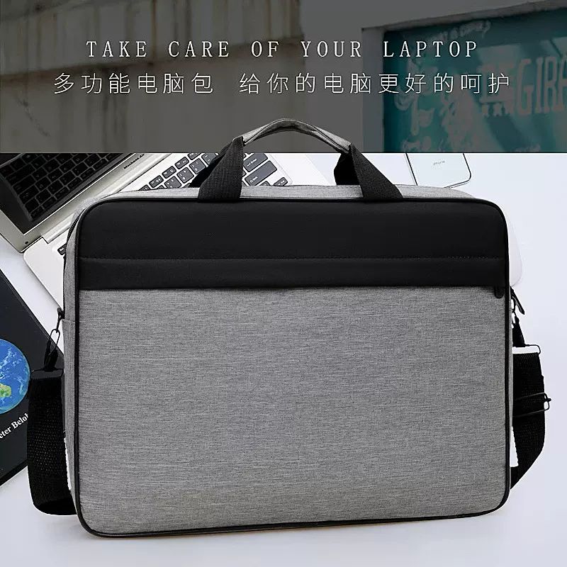 跨境大容量笔记本电脑包商务手提办公单肩包短途出差会议公文包包