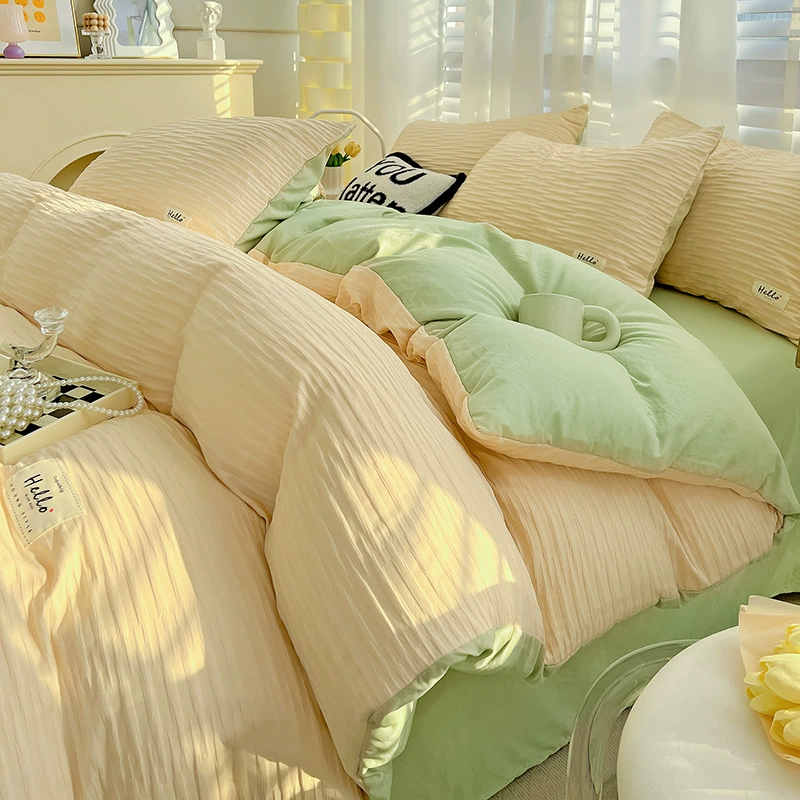 Bedding Set Japanese Style, Skin‑Friendly Bubble Gauze Cotton, 3–4 Piece, Multiple Sizes
