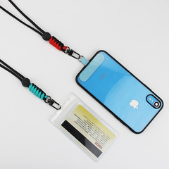Cross-border new product mobile phone lanyard long hanging neck two-color braided paracord ID card holder key wrist short rope adjustable