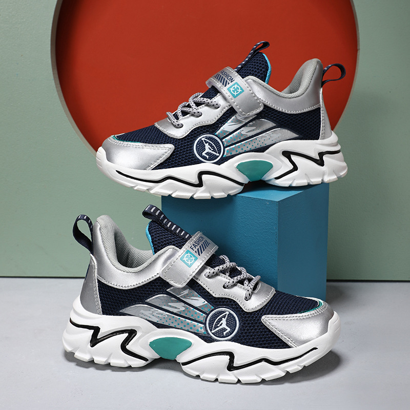 跨境男童鞋2023新款兒童運動鞋透氣網鞋潮牌休閒鞋中大童跑步鞋