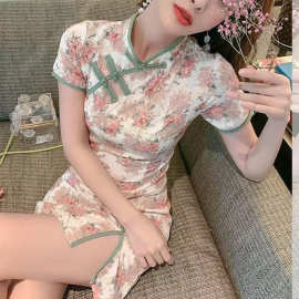 内搭性感女开叉碎花连衣裙子包臀裙打底夏季改良旗袍新款小个子