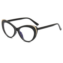 跨境速卖通欧美眼镜 防蓝光个性 猫眼平光镜素颜黑大眼镜框架批发
