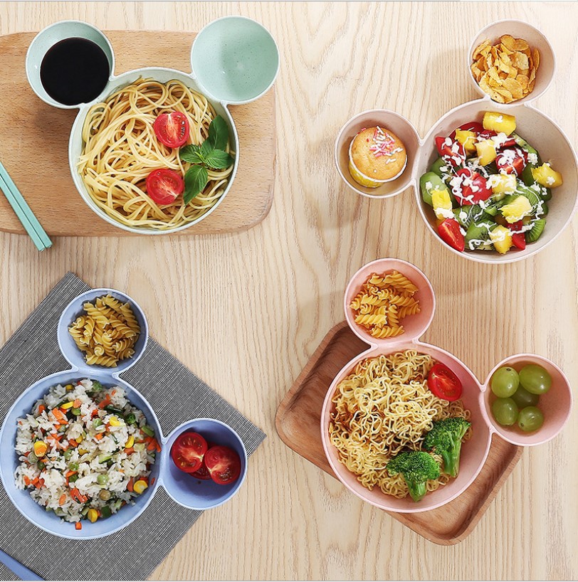 Creativo set de cubiertos de paja de trigo cubiertos de alimentos suplementarios tazón cubiertos de niños tazón anticaída tazón de platos de comedor domésticos tazón al por mayor