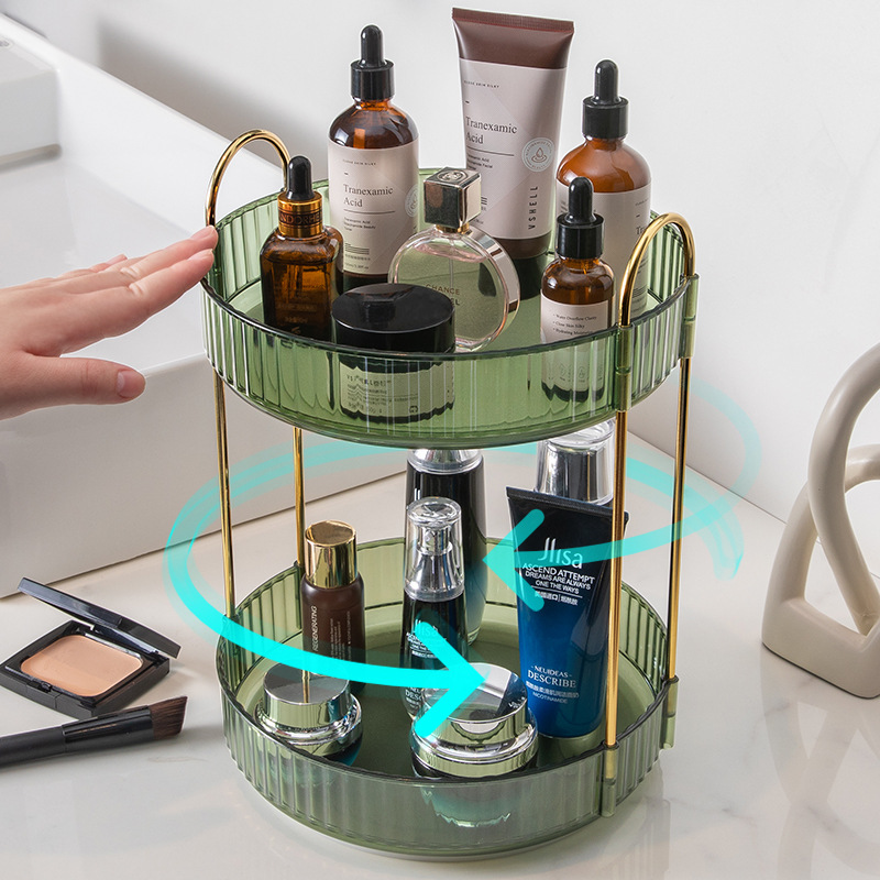 Rotating Cosmetic Storage Box Light Luxury Dressing Table Lipstick Skin Care Storage Rack Bathroom Toilet Storage Shelf