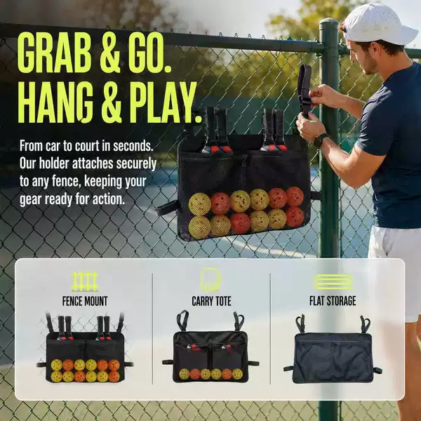 New pickleball bag, multi-functional storage bag, tennis racket and ball bag, mesh portable hanging bag, capacity for 4 rackets and 12 balls