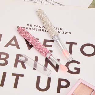 Cross-Border New Product Lipstick Brush Super Flash Diamond Silicone Lip Brush Portable Lip Brush Stick with Cover Dustproof Lip Brush
