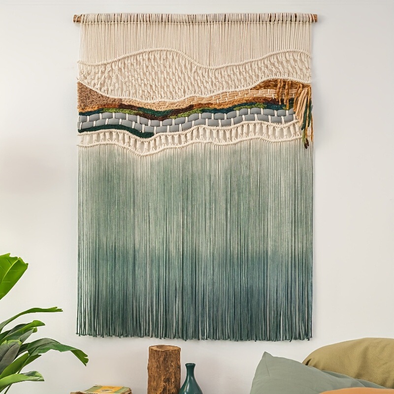 Hand-Dyed Ink Landscape Decorative Painting Woven Tapestry Hotel Homestay Living Room Scene Wall Decoration Hanging Piece Cotton Other