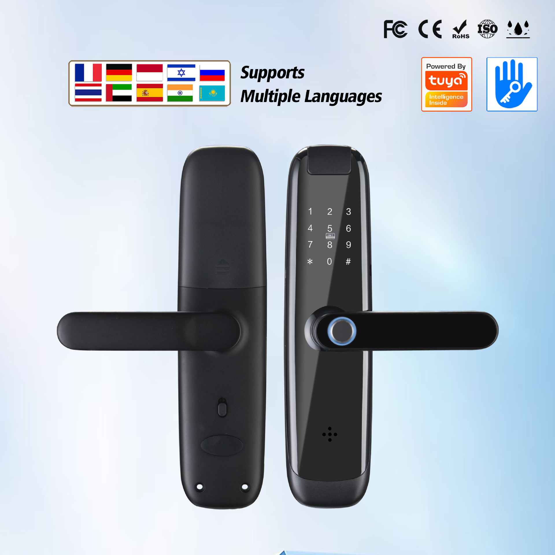 电子智能门锁7085欧式锁双开指纹防盗密码锁ic卡通通锁欧美风格