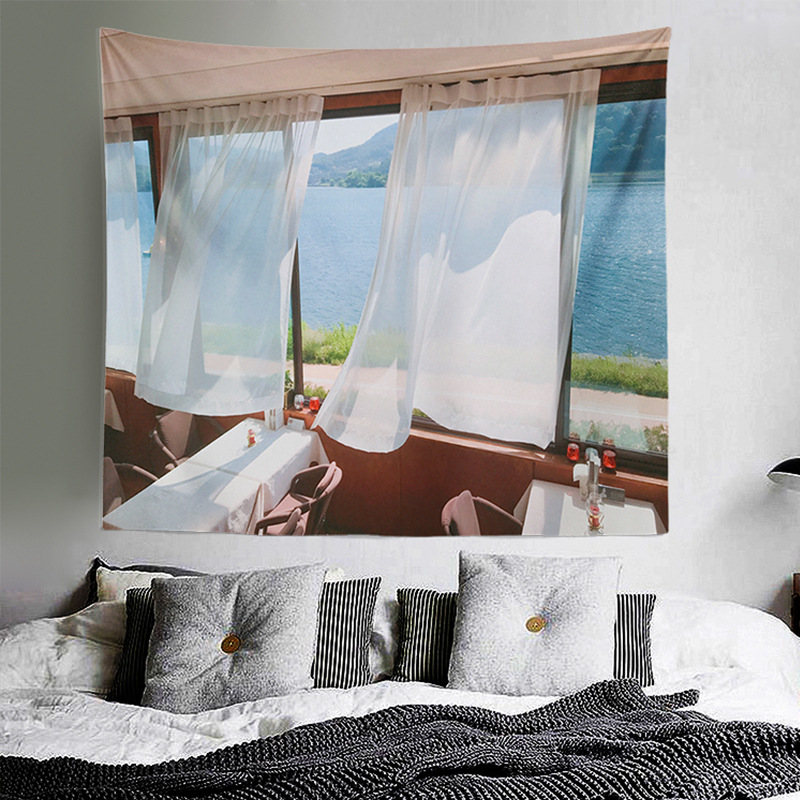 Exportación Comercio exterior Piel de camarones Amazon Fondo tela nórdico paisaje abstracto pintura dormitorio decoración colgante tela entrega de una sola pieza
