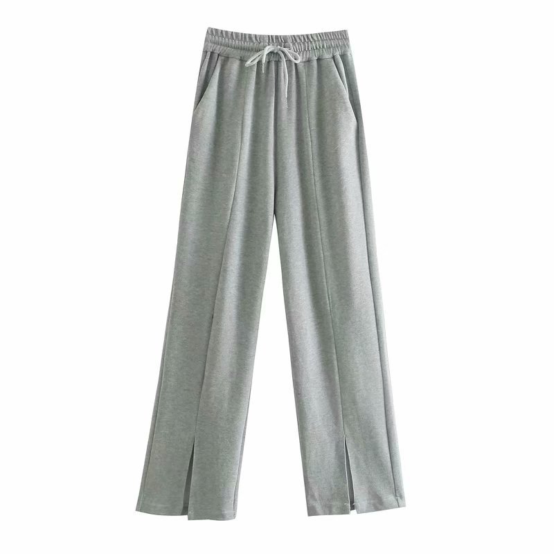 soft texture split straight leg pants  NSAM48557