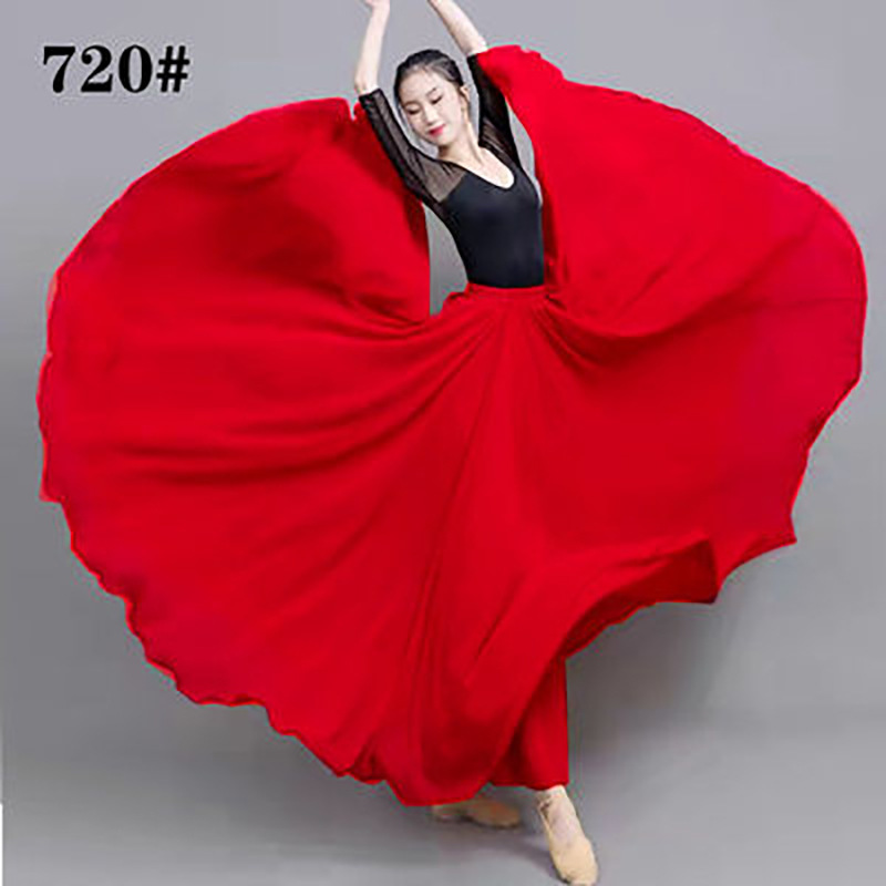 720-Degree Large Swing Chiffon Skirt for Women, Dance Performance Costume, Classical Modern Dance Flowing Long Skirt in Red, Blue, Orange 720-Degree Large Swing Chiffon Skirt for Women, Dance Performance Costume, Classical Modern Dance Flowing Long Skirt in Red, Blue, Orange