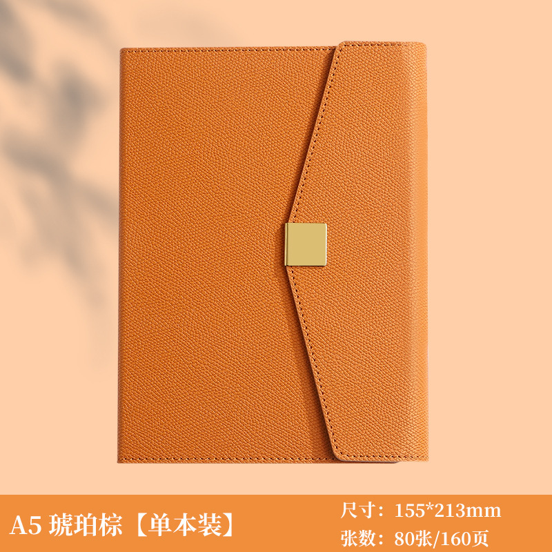 Cuaderno de notas de negocios tri-plegable A5 caja de botón cuadrada puede fijar LOGO alto valor de la cara acompañante de regalo de mano cuaderno de notas de oficina