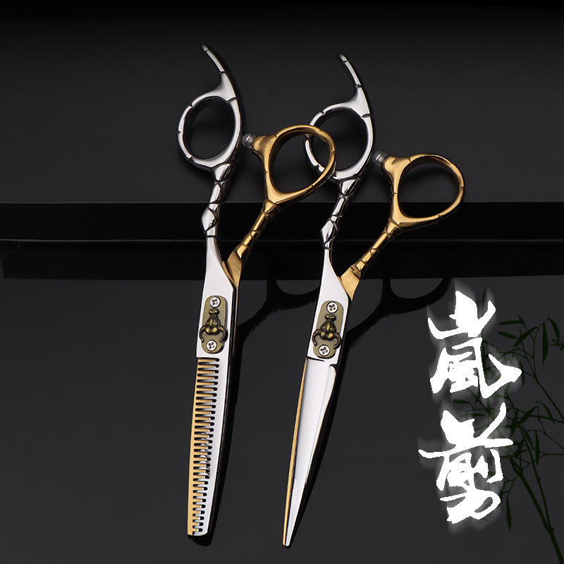 440c钢材理发店美发剪刀平剪专业发型师专用无痕牙剪鱼骨剪子弯刀