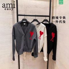AMI&EASY 高品質冬ラブジャカード V ネックセーターカーディガンセーターは快適で多用途、暖かくてシンプルです