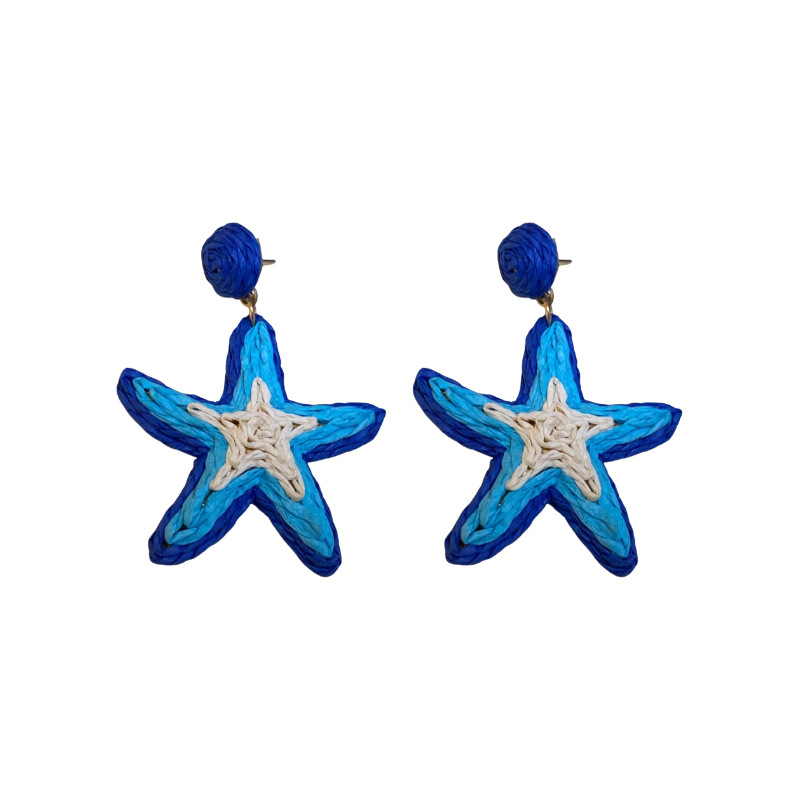 Pendientes de estrella de mar tejido de rafia Pendientes de estilo Semia Pendientes de moda Pendientes de todo fósforo Sensación de clase alta de nicho